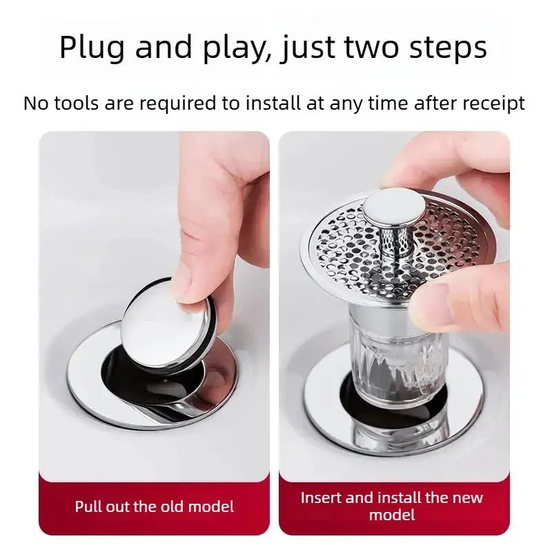 Revolutionary Universal Washbasin Drain Plug with Anti-Clogging Hair Catcher and Odor Control